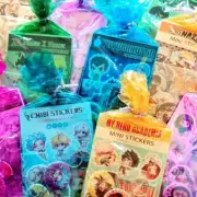 Anime Art Gift Set Bundle - Buttons Keychain Stickers Chibi Kawaii Otaku