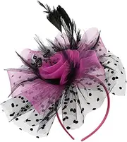 [WOFASHPURET] Retro Style Bride Fascinator Hat for Women Tea Party Headband and Netting Elegant Banquet Headpiece for Wedding Random Black
