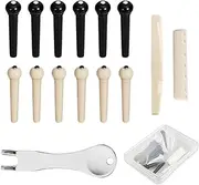 14Pcs Acoustic Guitar Bridge Pins, String Pegs Guitar Saddle Nut Set with 3-in-1 Pin Puller, String Winder and Cutter Remover Guitar Parts Accessories Replacement Tools Kit for Most Guitars