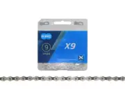 KMC BRANDED Multispeed Bicycle Chain 1/2x11/128 X9 9/Speed Black/Chrome.