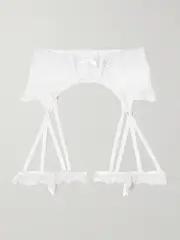 [Agent Provocateur] Agent Provocateur - Rosia Embroidered Lace, Tulle And Satin Suspender Belt - White - 2 2 White
