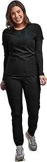 [Green Town] Women's 3-PIECE Jogger Scrub Set with Underscrub Medical Nursing GT 4FLEX Top and Pant
