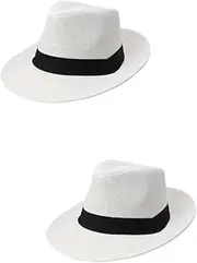 [Kisangel] 2pcs Mens Fashion Outdoor Sun Cap Breathable Straw Beach Hat Stylish Visor Hat Simple Design Casual Cap for Men for Beach Hiking Camping