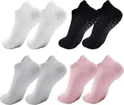 [Ruinous] Pilates Socks, 4 Pcs Grip Socks, Anti-Slip Yoga Supplies, Hosiery for Pilates Reformer Machine, Women Non Slip Sports Training Accessories for Hospital, Dance, Barre, Barefoot Workout & Ballet​