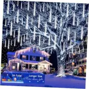 Christmas Lights Outdoor, 24 Tubes Meteor Shower Lights 24tubes-12inch White