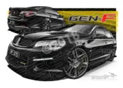 HSV Gts F SERIES F SERIES GTS PHANTOM BLACK YELLOW BADGE A2 FRAMED PRINT (V401)