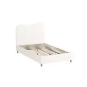 NNEED Bed Frame King Single White Boucle Cloud Shape