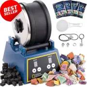 Rock Tumbler Kit, 1.36 Kg Barrel, 3-Speed, 9-Day Timer, Rocks & Grit