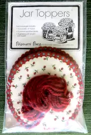 8 POTPOURRI PRESS JAR TOPPERS KIT -6" ROUND, 22" YARN TIES, & LABELS (NEW)