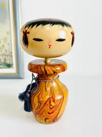 在飛比找樂天市場購物網優惠-日本昭和 鄉土玩具 木雕木芥子花瓶人形木偶置物擺飾