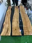 Black Epoxy Resin Dining Table Top Acacia Wooden Luxury Kitchen Slab Decors