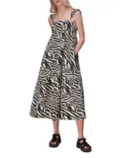 Whistles Mountain Zebra Print Midi Dress
