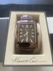 Kenneth Cole Tank Watch Men 32mm Metallic Brown Date KC3780 New NIB W Papers Htf