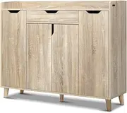 Artiss Shoe Cabinet, 26 Pairs Wooden Shoes Rack Storage Organiser Cabinets Drawers Cupboard Organizer Display Case Home Decor Indoor Outdoor Bedroom Hallway Furniture, Adjustable Shelves Wood