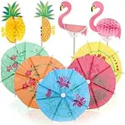 Cocktail Umbrellas Picks, 90 PCS Tropical Hawaiian Party Decorations, Drink Umbrella Picks, Pineapple Sticks and Bird Sticks for Decor Drinks, Party, Bar, Dessert, Party Decorations Supplies