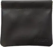 [Moplusea] Genuine Leather Small Coin Purse Wallet With Keychain Mini Change Purse Coin Pouch Holder For Men, Black Squeeze, Size 4.53*3.34 Inches, Genuine Leather