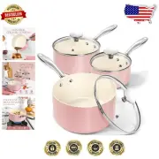 Effortless Cooking with 3-Piece Non-Stick Saucepan Set - All Cooktops Compatible