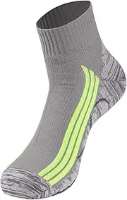 [RANDY SUN] Waterproof Socks Men Women Waterproof Socks Breathable Cold Resistant Outdoor Water Sports Bicycle Hiking Trail Rowing Skiing Cycling Hiking Golf 1 Pair, Ankle - Light Grey + Yellow Lines