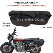 Fit For Royal Enfield GT & Interceptor 650 "BLACK & BROWN SOFT PANNIER BAGS" D1