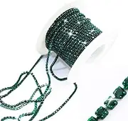 PEARLY JUN 10 Yards/roll Dark Green Emerald Colors Crystal Strass Rhinestone Trim Cup Chain SS6 2mm Colors Plated Cup sew on Clothing Decoration ML144