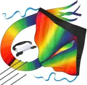 Easy to Fly Beginners Large Rainbow Delta Kite for Kids and Adults - 42" Kites