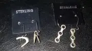 Sterling Silver Small Bangle Dangle Earrings Set Of 2