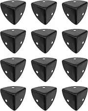SING F LTD 12pcs Black Corner Brace Decorative Protectors Wrap Angle Edge Guard Cover Brackets 25mm for Wooden Case Trunk Box Flightcases