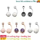 2PCS Belly Piercing Bar Navel Button Ring Surgical Steel Ghost Hand Stone