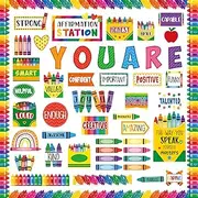 Mooliwe 90 Pcs Crayon Affirmation Station Bulletin Board Set Crayon Classroom Decor Classroom Mirror Growth Mindset Decoration Positive Affirmation Accent Cutout for School Office Home