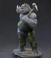 UNPAINTED Mutant Ninja Turtles TMNT Rocksteady 3D Printed Model Kit 8" Tall