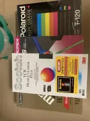 Polaroid High Grade Video Cas T-120 245M And Head Cleaner VCR Plus (6 VHS Total)
