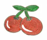 CHERRY RED Craft Sequin Embroidered Patch Sew Iron-On Patch Ready Made New