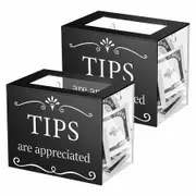 2 Pcs Acrylic Tips Jar Donation Tip Bucket Collection Money Storage Container Suggestion Box Raffle Cash Box (Black)