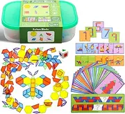 Odoorgames 140 Pcs Translucent Pattern Blocks,Geometric Shapes,Translucent Toys,Light Table Accessories and Manipulatives,Includes 46 Activity Cards