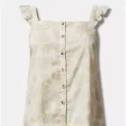 Torrid Womens Double Gauze Ruffle Button Front Tank Top Daisy Daydream Plus 1X