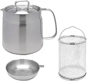 Stainless Steel Deep Fryer Pot with Lid for Oils Storage Onion Rings Boiling 1.5L
