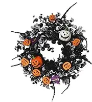 Halloween Pumpkins Wreath - Pumpkin Face Wreath Halloween Wreath,Pumpkin Face Wreath Decoration, Halloween Maple Wreath Ornament for Living Room, Wall, Indoor