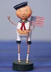 AYE AYE ADAM Sailor Boy Collectible Patriotic US Flag Figurine Lori Mitchell