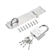 5" Keyed Different Door Latch Hasp Lock with Padlock Screws, Silver