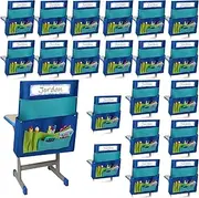 40 Pcs Chairback Pocket Chart for Classroom Buddy Chair Seat Pocket Include 20 Pcs Classroom Chair Organizer 20 Pcs Dry Erase Writing Board Chair Storage Pocket School Chair Bag with 6 Pockets(Fresh)