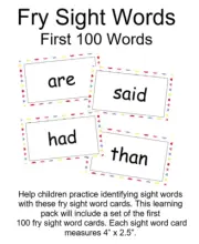 Teacher Made Reading Resource Fry Word Flashcards First 100 Fry Sight Words