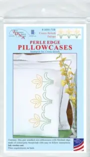 Jack Dempsey Stamped Pillowcases W/White Perle Edge 2/Pkg-Cross-Stitch Tulips