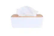 Clevinger 26cm Bamboo Fiber Tissue Storage Box Holder Dispenser Organsier White