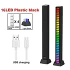 Smart RGB Symphony Sound Control LED Light Music Rhythm Lamp 16LED Battery Black