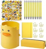 Children’s Classroom Stationery - Kids Writing Supplies with Cartoon Duck Theme, 50-Piece Sticker Set & Children School Pencils | Cartoon Duck Stationery, Classroom essentialss Supplies for Kids