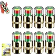 8 PCS Tire Pressure Monitor Valve Stem Caps, Color Coded Pressure Indication, Durable Metal Construction, for Cars SUVs Trucks & Motorbikes (8 Pcs)