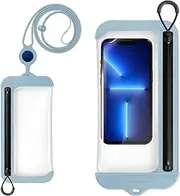 BONE Waterproof Phone Pouch, IPX11 Waterproof Phone Case for Swimming Dry Bag Underwater with Lanyard for Snorkeling Boating Fishing Compatible with iPhone, Samsung, Pixel, Crossbody- Morandi Blue
