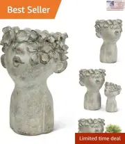 Whimsical Large Kissing Face Planter - Charming - 10"H - Grey - Indoor/Outdoor