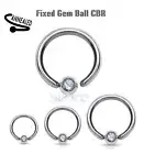 2x 16G 14G Surgical Steel Fixed Gem Ball Captive Bead Ring Earring Septum Labret