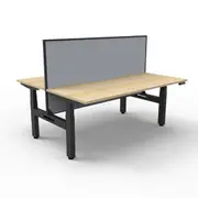 Workstation With Screen And Cable Tray Natural Oak And Black
